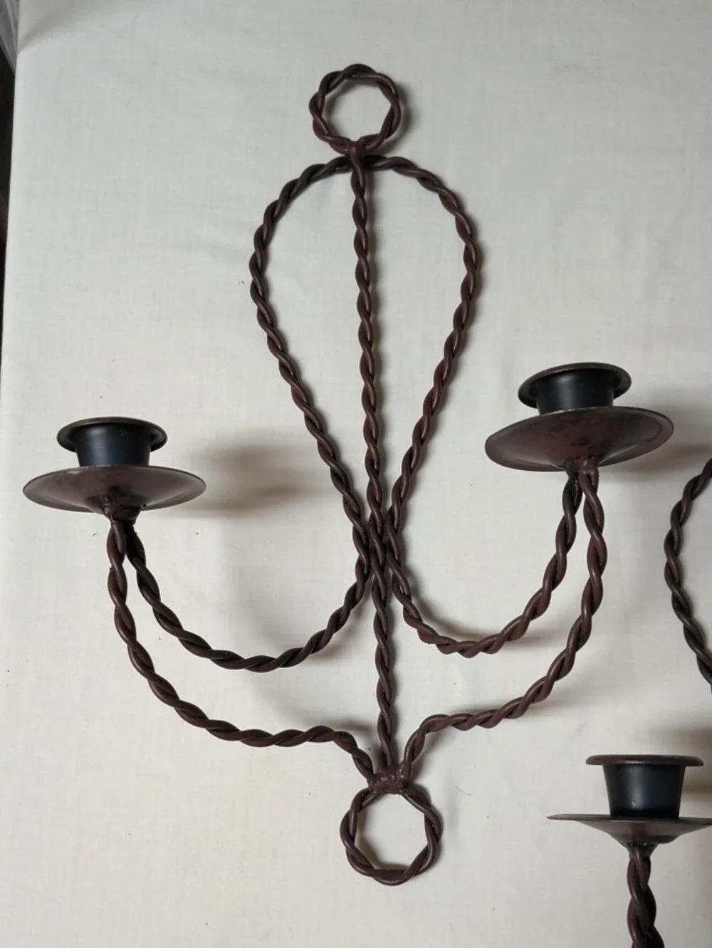 Rustic Twisted Metal Wall Candle Sconces - Brown (Pair) Western Cowboy